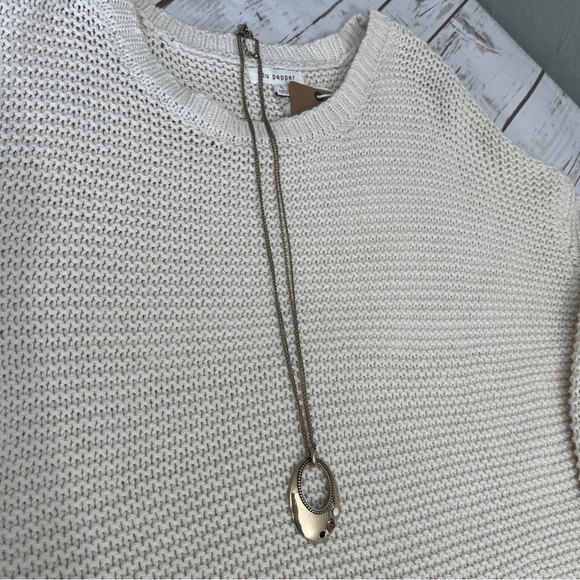 Lia Sophia Gold-tone Dual chain Design Necklace‎ Open Oval Pendant 31" - Picture 6 of 16